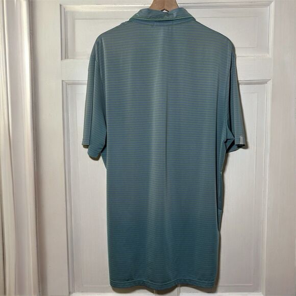 Ralph Lauren RLX Men's L Green Blue Stripe Short Sleeve Performance Polo Shirt - Picture 4 of 8